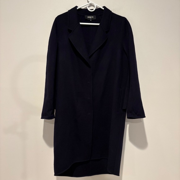 Paule Ka Womens Wool Cashmere Silk Blend Long Coat Navy‎ EU Size 44 Luxury